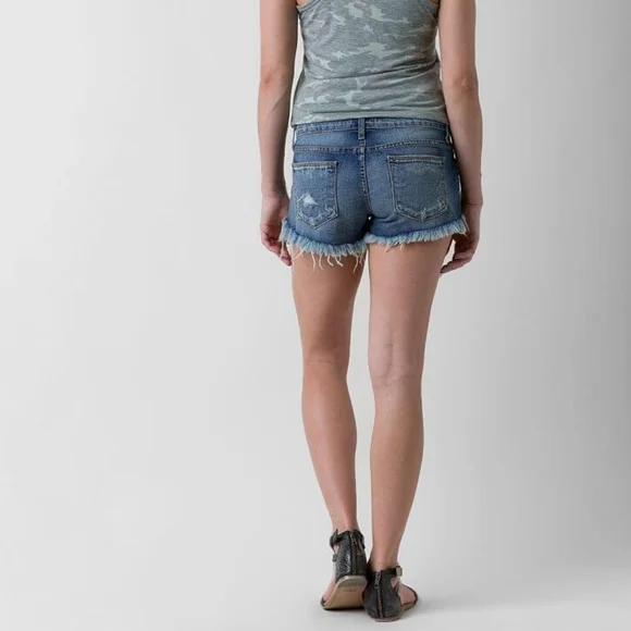 Gilded Intent Frayed Stretch Denim Shorts - Picture 7 of 11